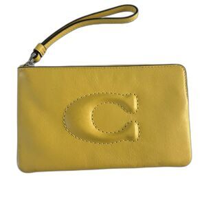 Coach Large Corner Zip Yellow Daisy Leather Wristlet